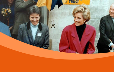 Co-founder Sue Neel stands smiling with Diana, Princess of Wales