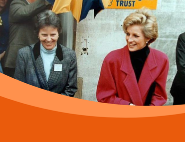 Co-founder Sue Neel stands smiling with Diana, Princess of Wales