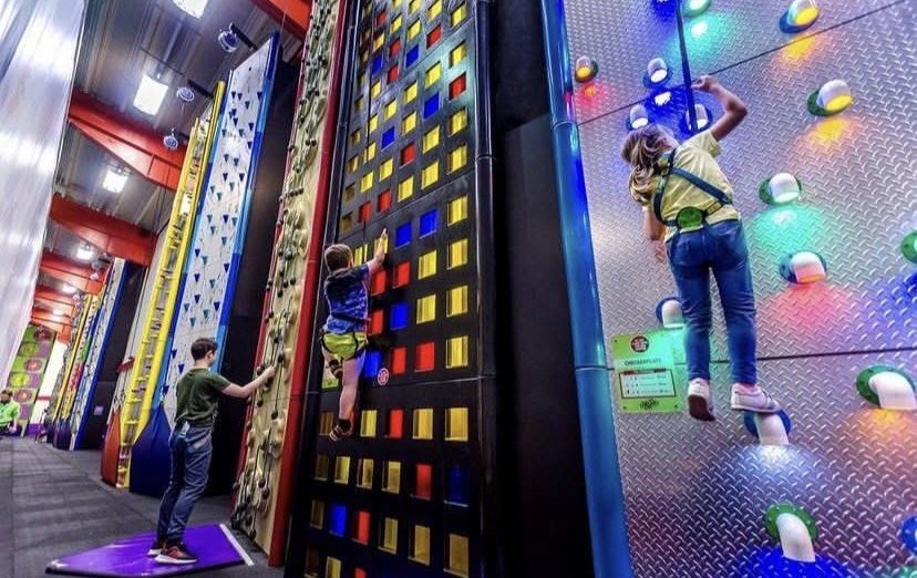 Children at climbing wall