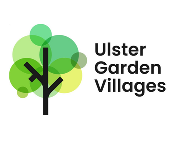 A stylized tree with overlapping green circles as foliage and a black trunk is next to the text "Ulster Garden Villages" in bold, black font on a white background.